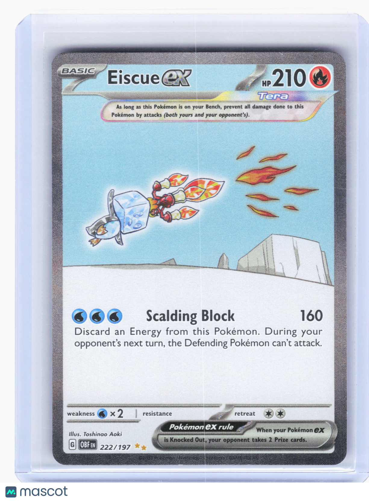 2023 Pokemon—Eiscue ex #222/197 Obsidian Flames—Special Illustration Rare Holo