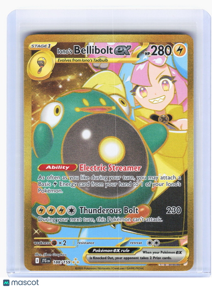 2025 Pokemon—Iono's Bellibolt ex #188/159 Journey Together—Hyper Rare Holo
