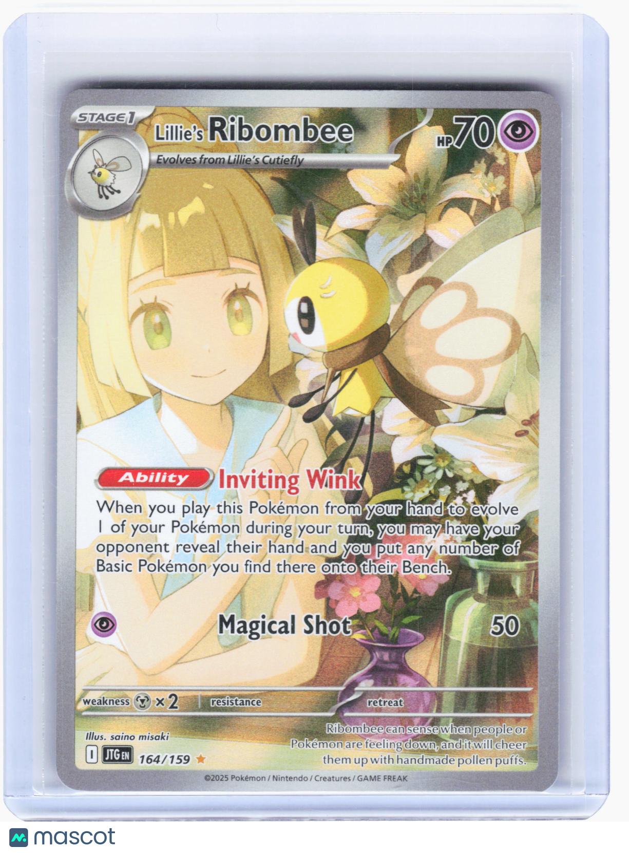 2025 Pokemon—Lillie's Ribombee #164/159 Journey Together—Illustration Rare Holo