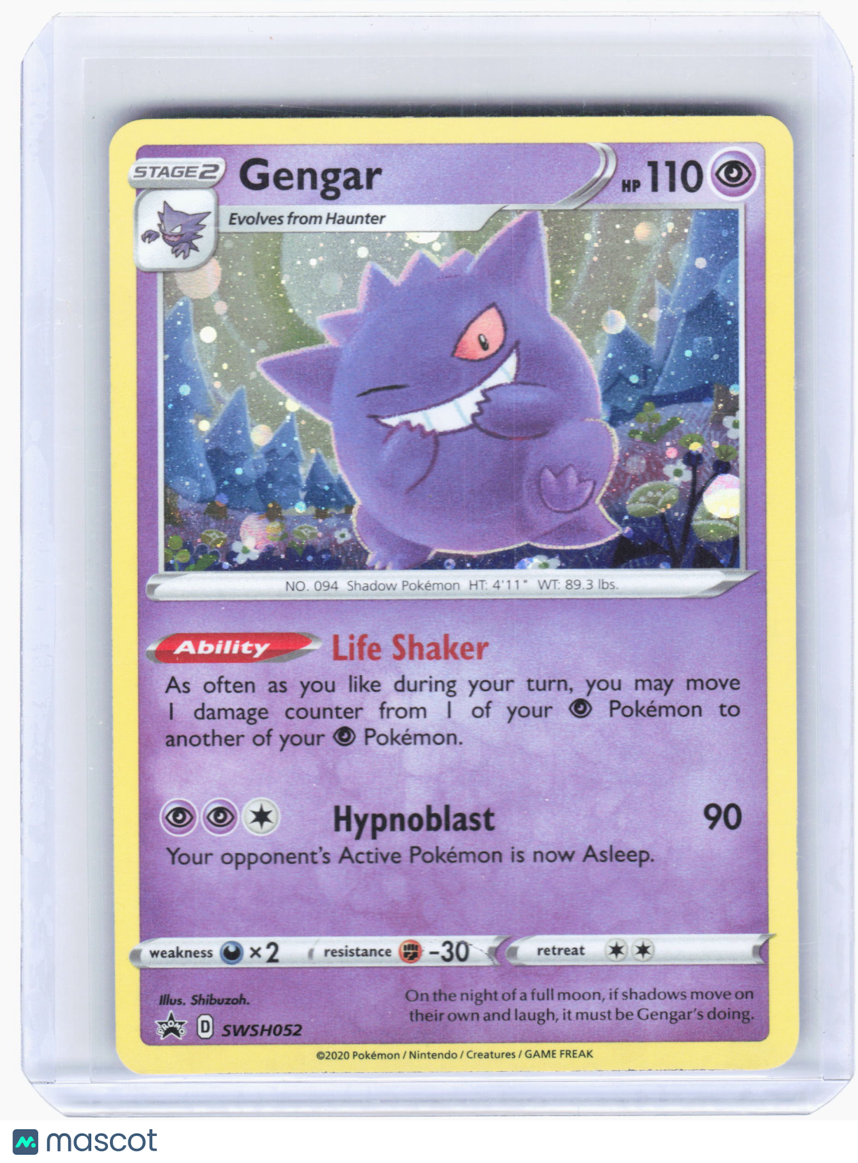 2020 Pokemon—Gengar SWSH052 Sword & Shield Promo Cards—Black Star Promo Holo[LP]