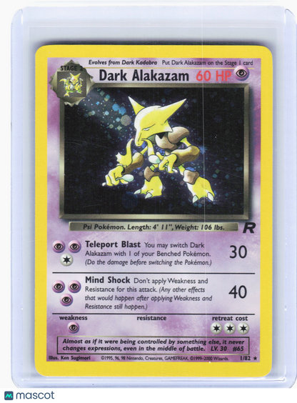 2000 Pokemon—Dark Alakazam #1/82 Team Rocket—Holo Rare Holo [Heavily Played]