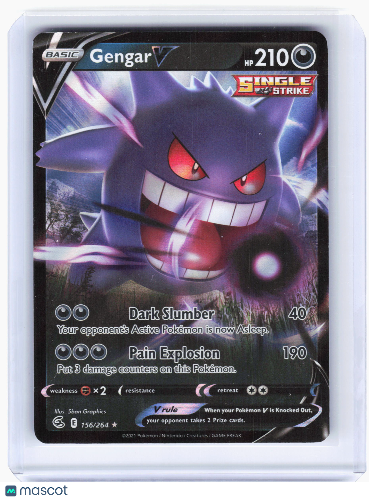 2021 Pokemon—Gengar V #156/264 Fusion Strike—Ultra Rare Holo