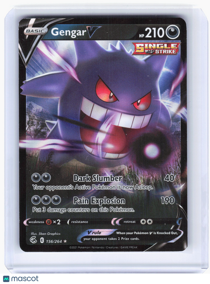 2021 Pokemon—Gengar V #156/264 Fusion Strike—Ultra Rare Holo