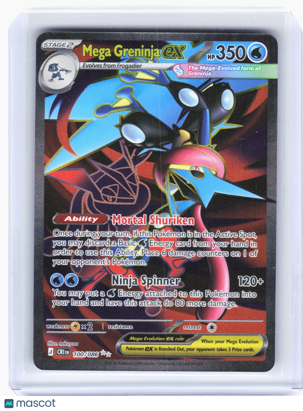 2026 Pokemon—Mega Greninja ex #100/86 Chaos Rising—Ultra Rare Holo