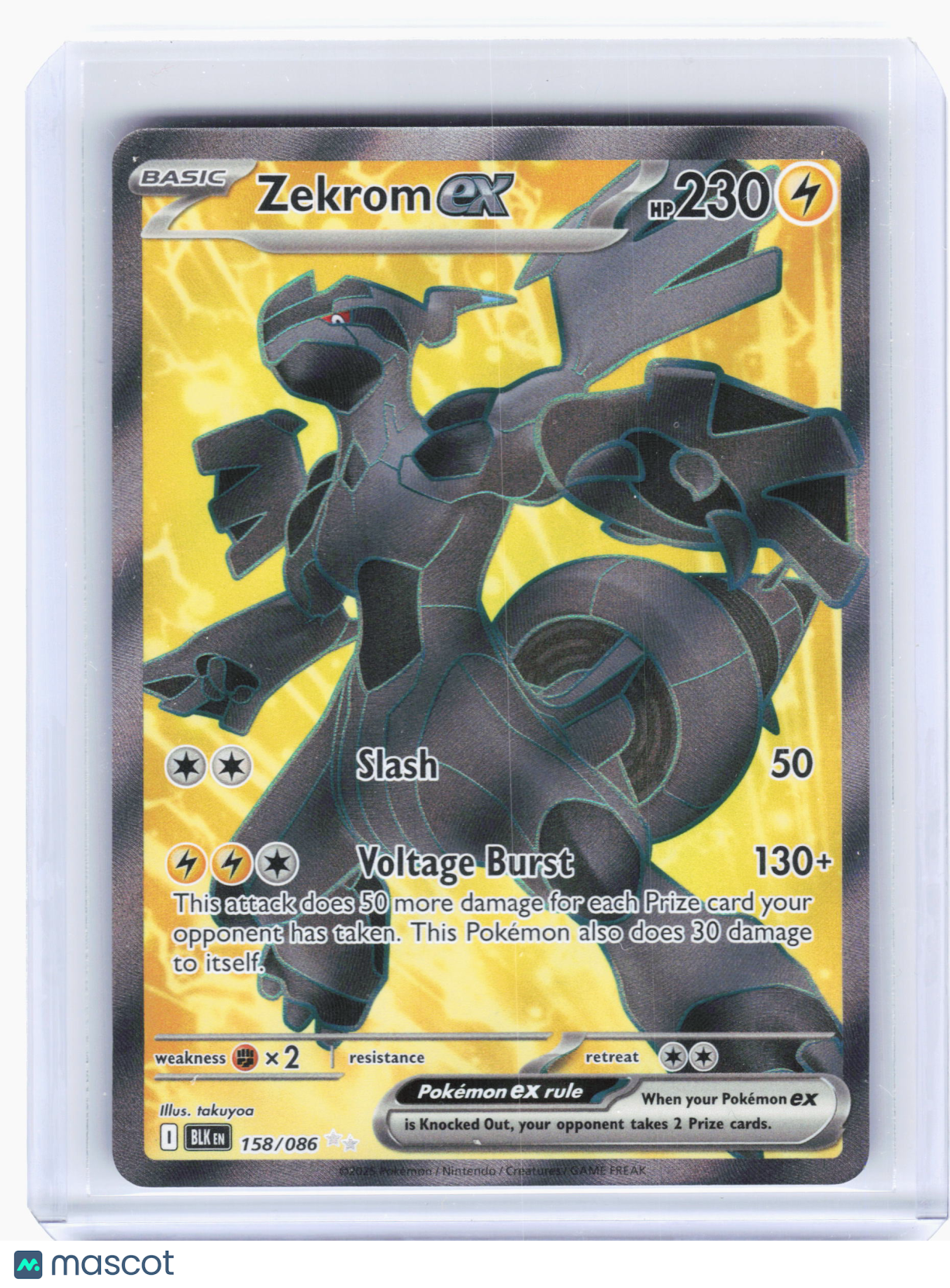 2025 Pokemon—Zekrom ex #158/86 Black Bolt—Ultra Rare Holo
