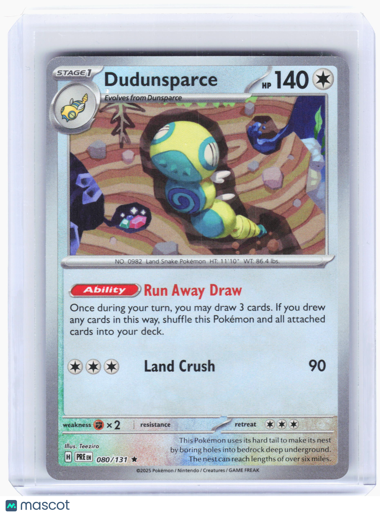 2025 Pokemon—Dudunsparce #80/131 Prismatic Evolutions—Rare Holo