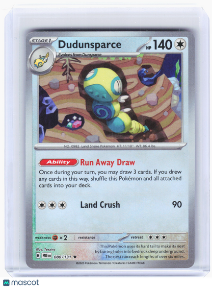 2025 Pokemon—Dudunsparce #80/131 Prismatic Evolutions—Rare Holo