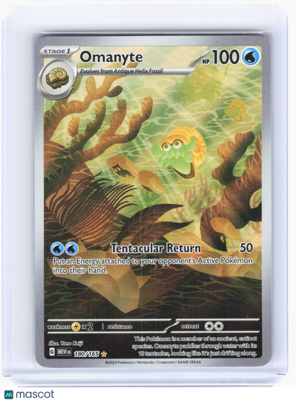 2023 Pokemon—Omanyte #180/165 Scarlet & Violet 151—Illustration Rare Holo
