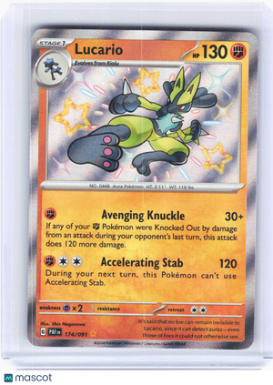 2024 Pokemon—Lucario #174/91 Paldean Fates—Shiny Rare Holo