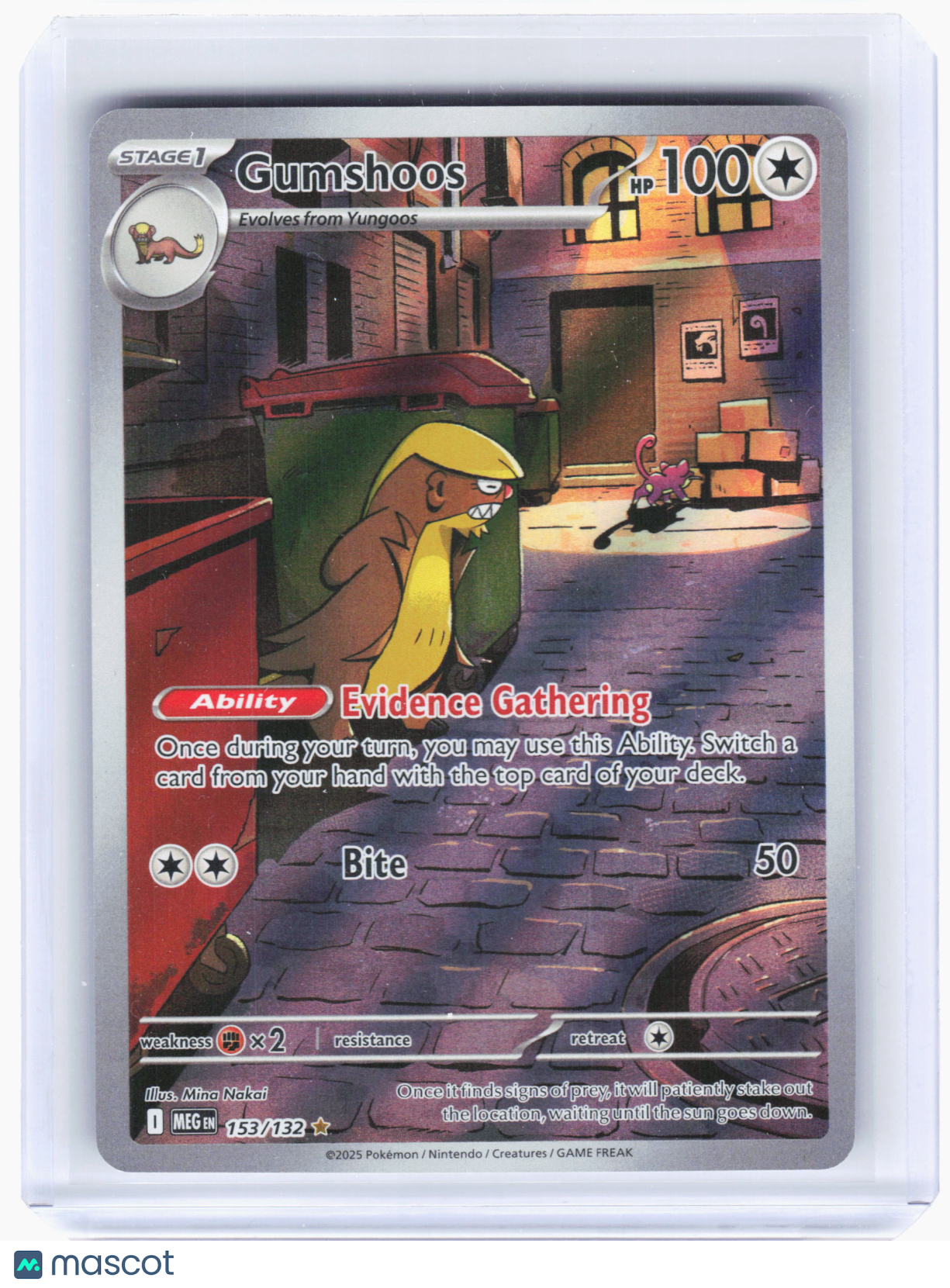 2025 Pokemon—Gumshoos #153/132 Mega Evolution—Illustration Rare Holo