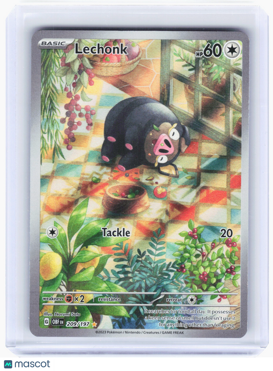 2023 Pokemon—Lechonk #209/197 Obsidian Flames—Illustration Rare Holo