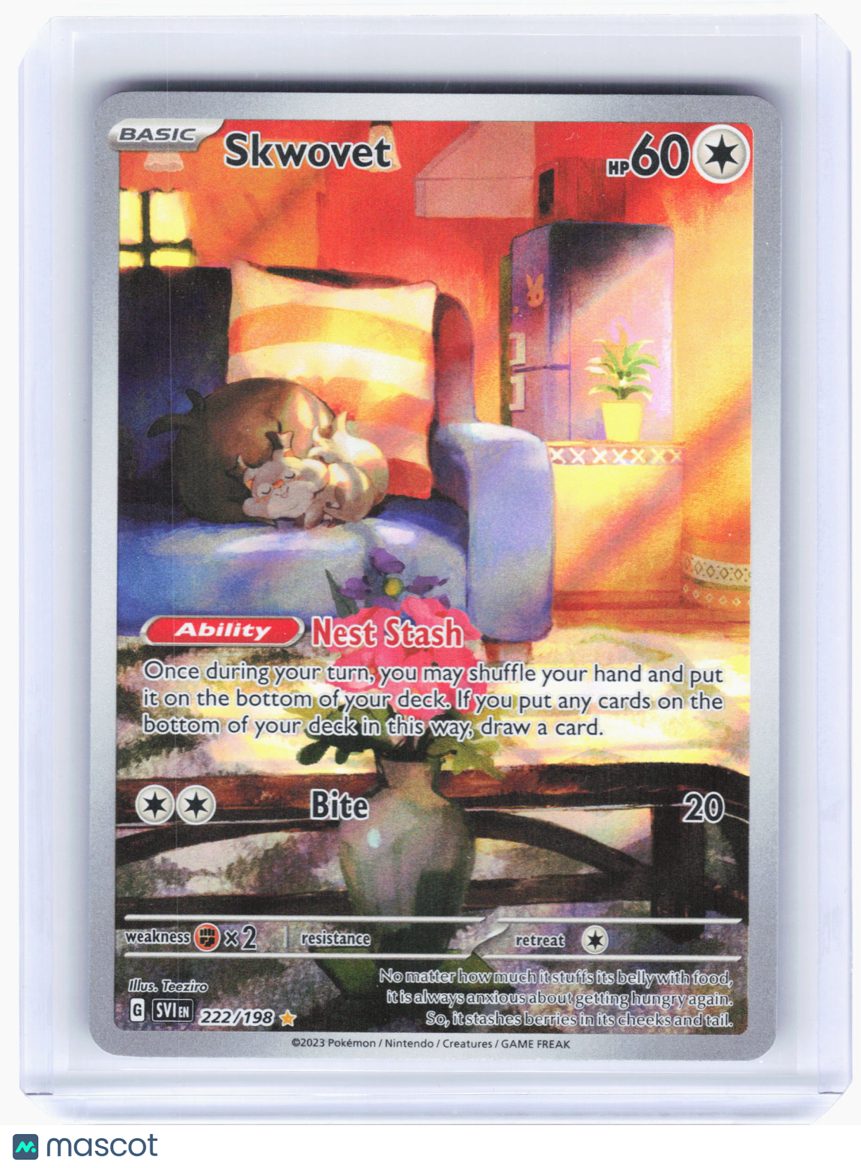 2023 Pokemon—Skwovet #222/198 Scarlet & Violet Base Set—Illustration Rare Holo