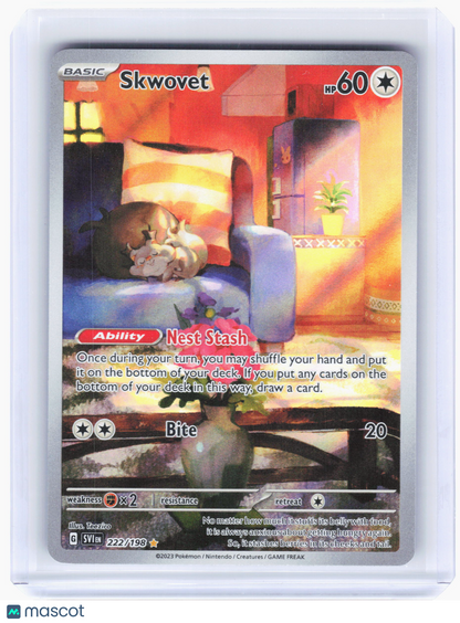 2023 Pokemon—Skwovet #222/198 Scarlet & Violet Base Set—Illustration Rare Holo