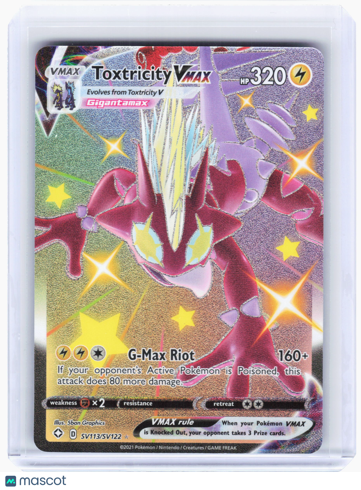 2021 Pokemon—Toxtricity VMAX SV113/SV122 Fates: Shiny Vault—Shiny Holo Rare Holo