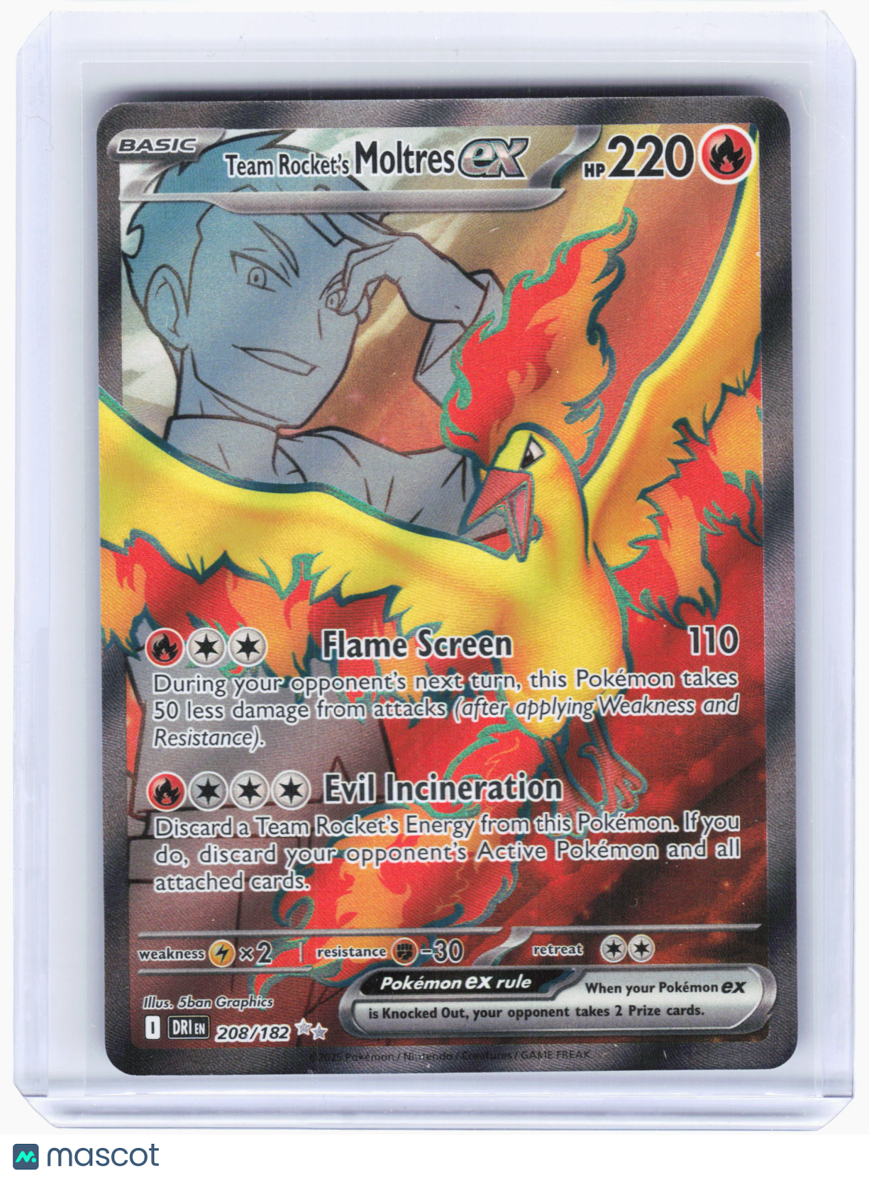 2025 Pokemon—Team Rocket's Moltres ex #208/182 Destined Rivals—Ultra Rare Holo