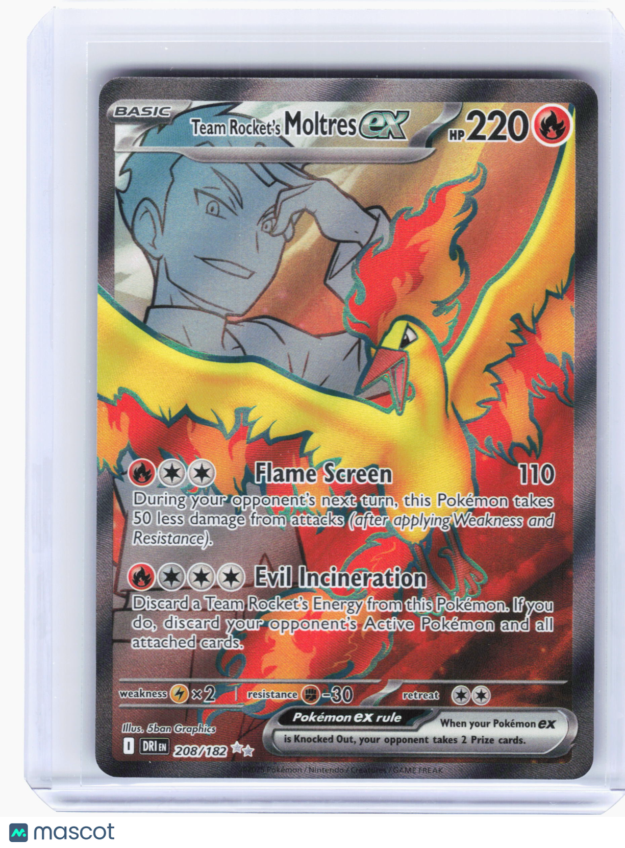 2025 Pokemon—Team Rocket's Moltres ex #208/182 Destined Rivals—Ultra Rare Holo