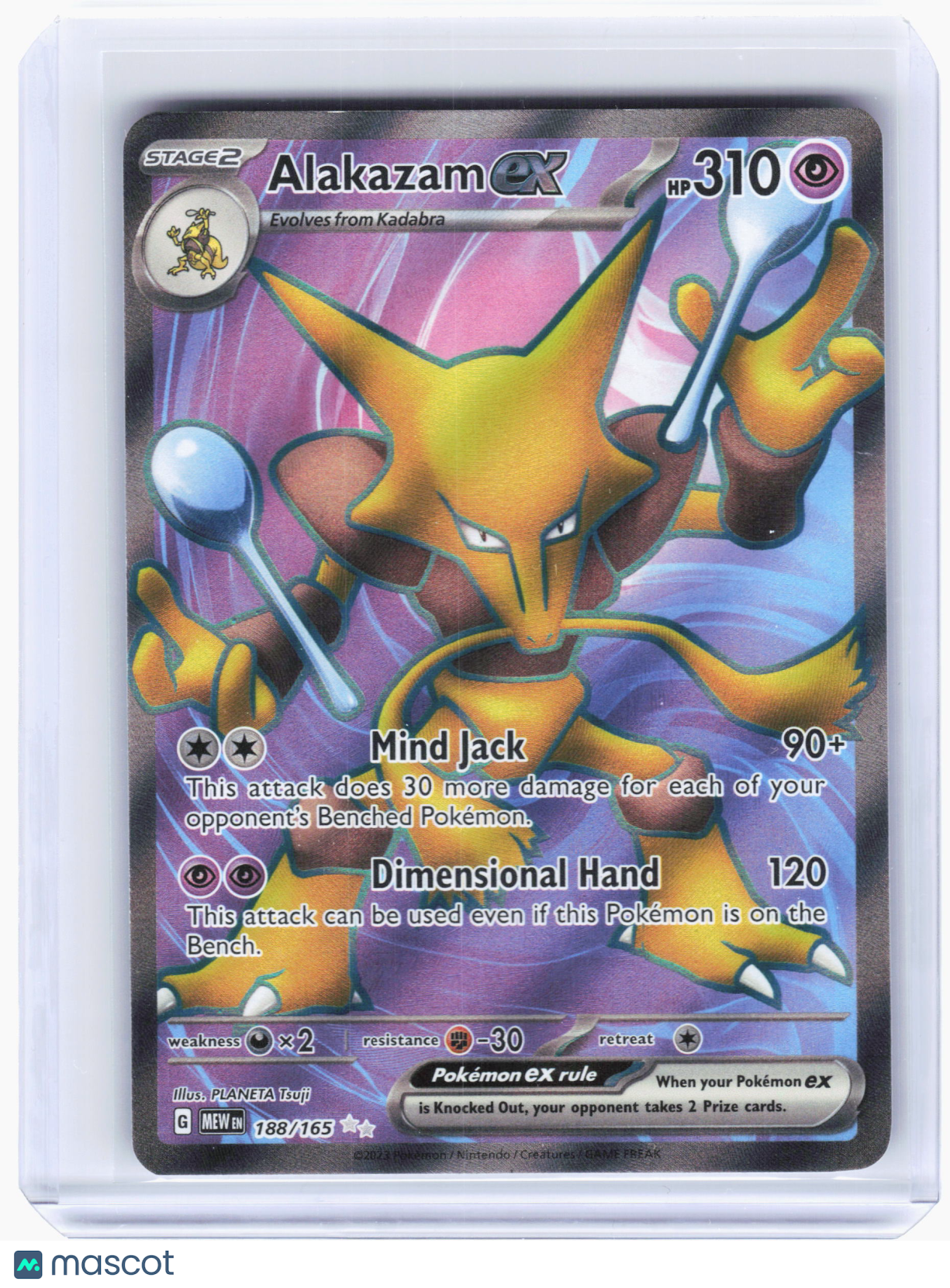 2023 Pokemon—Alakazam ex #188/165 Scarlet & Violet 151—Ultra Rare Holo