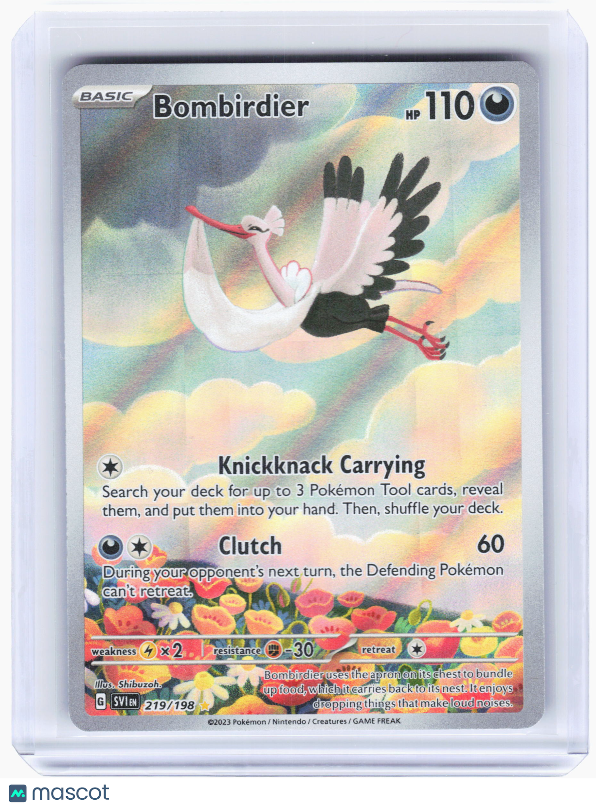 2023 Pokemon—Bombirdier 219/198 Scarlet & Violet Base Set—Illustration Rare Holo