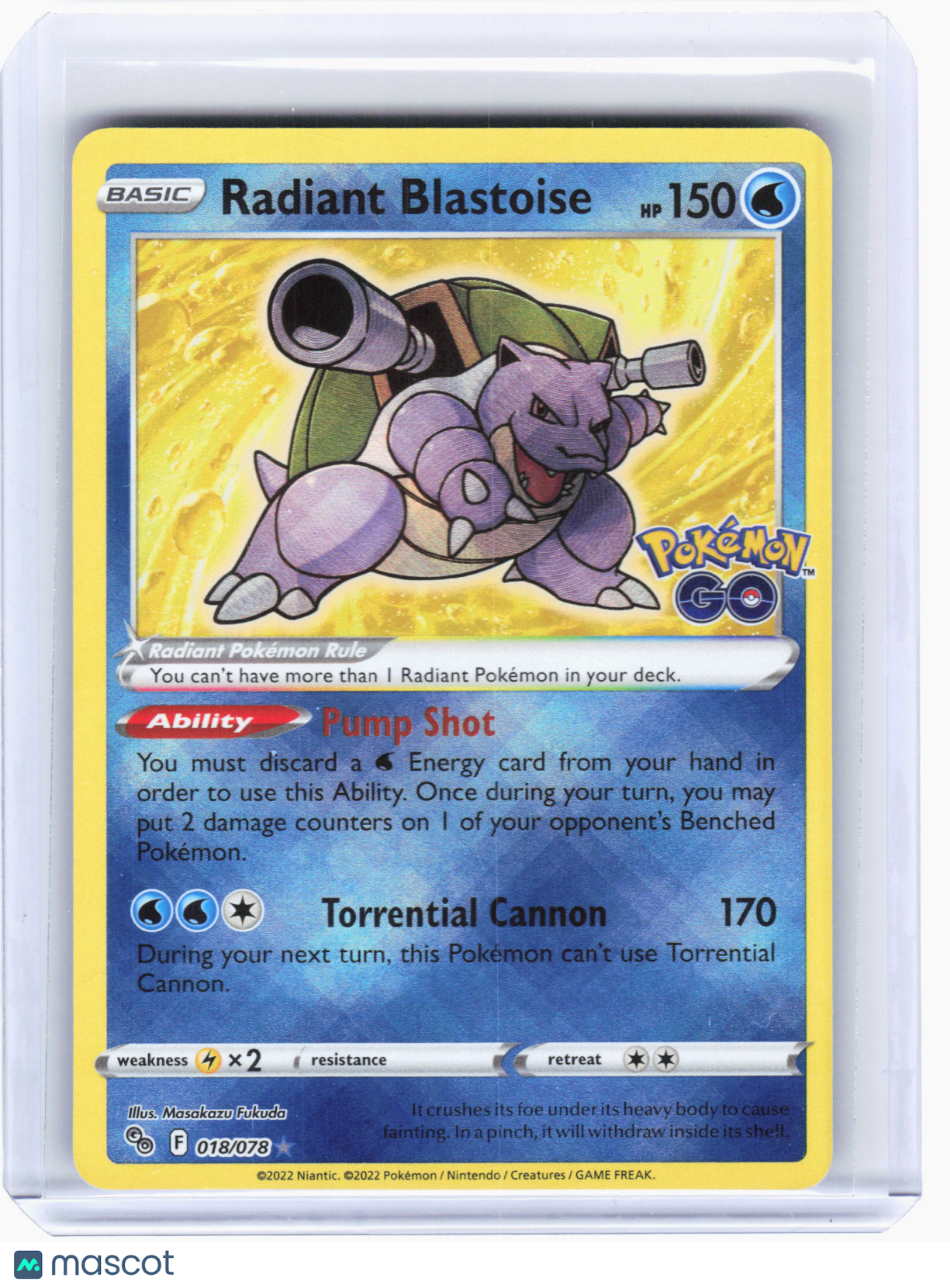 2022 —Radiant Blastoise #18 Pokemon GO—Radiant Rare Holo