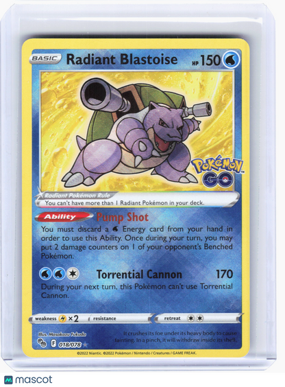 2022 —Radiant Blastoise #18 Pokemon GO—Radiant Rare Holo