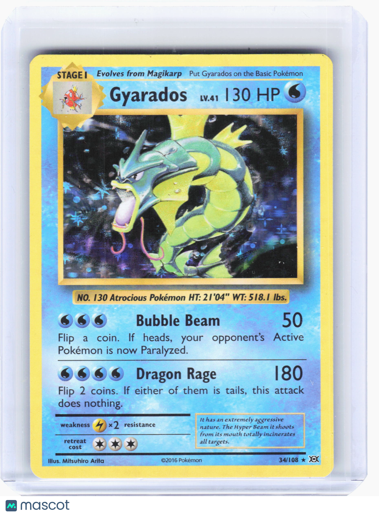 2016 Pokemon—Gyarados #34 Evolutions—Holo Rare Holo