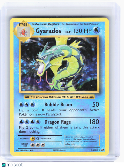 2016 Pokemon—Gyarados #34 Evolutions—Holo Rare Holo