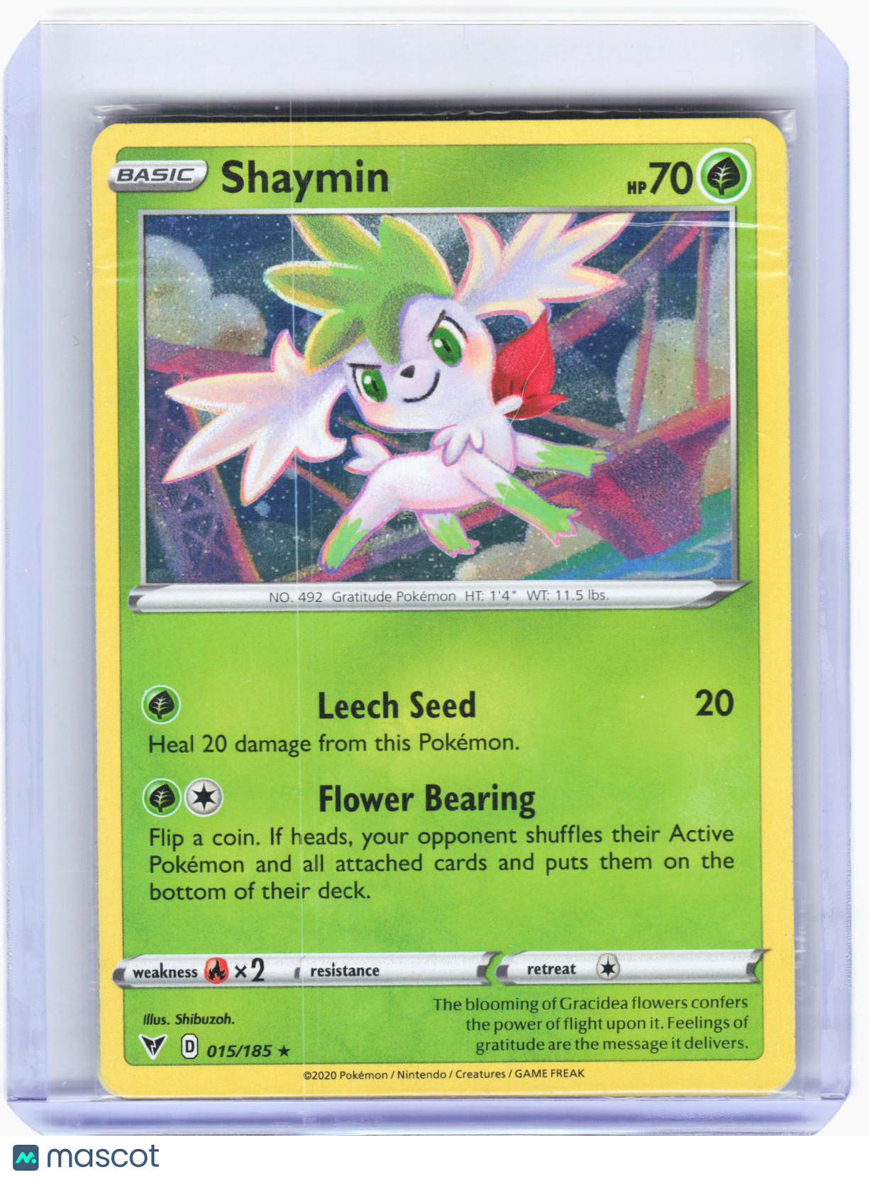 2020 Pokemon—Shaymin #15 Vivid Voltage—Holo Rare Holo (Sealed)