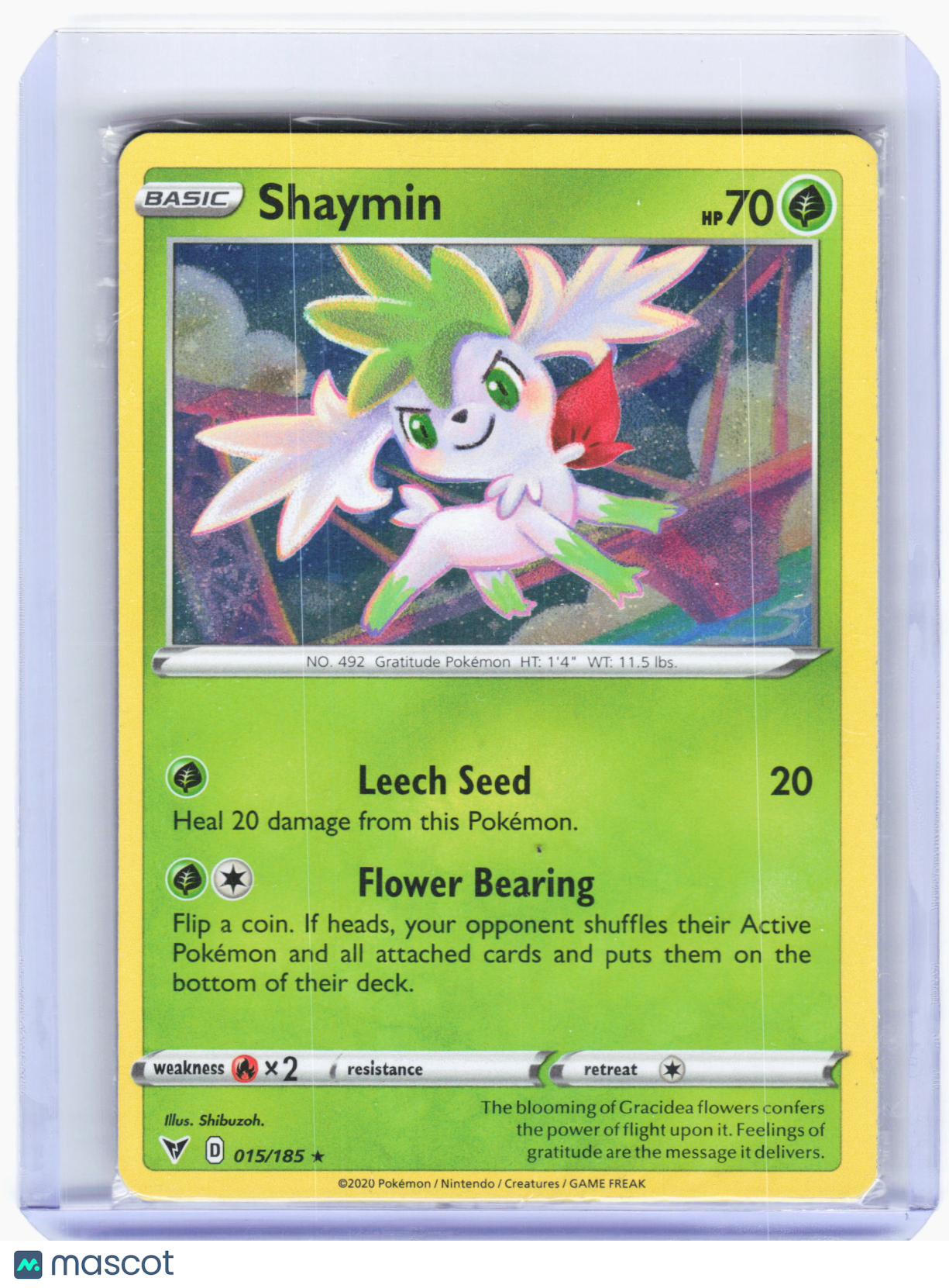 2020 Pokemon—Shaymin #15 Vivid Voltage—Holo Rare Holo (Sealed)