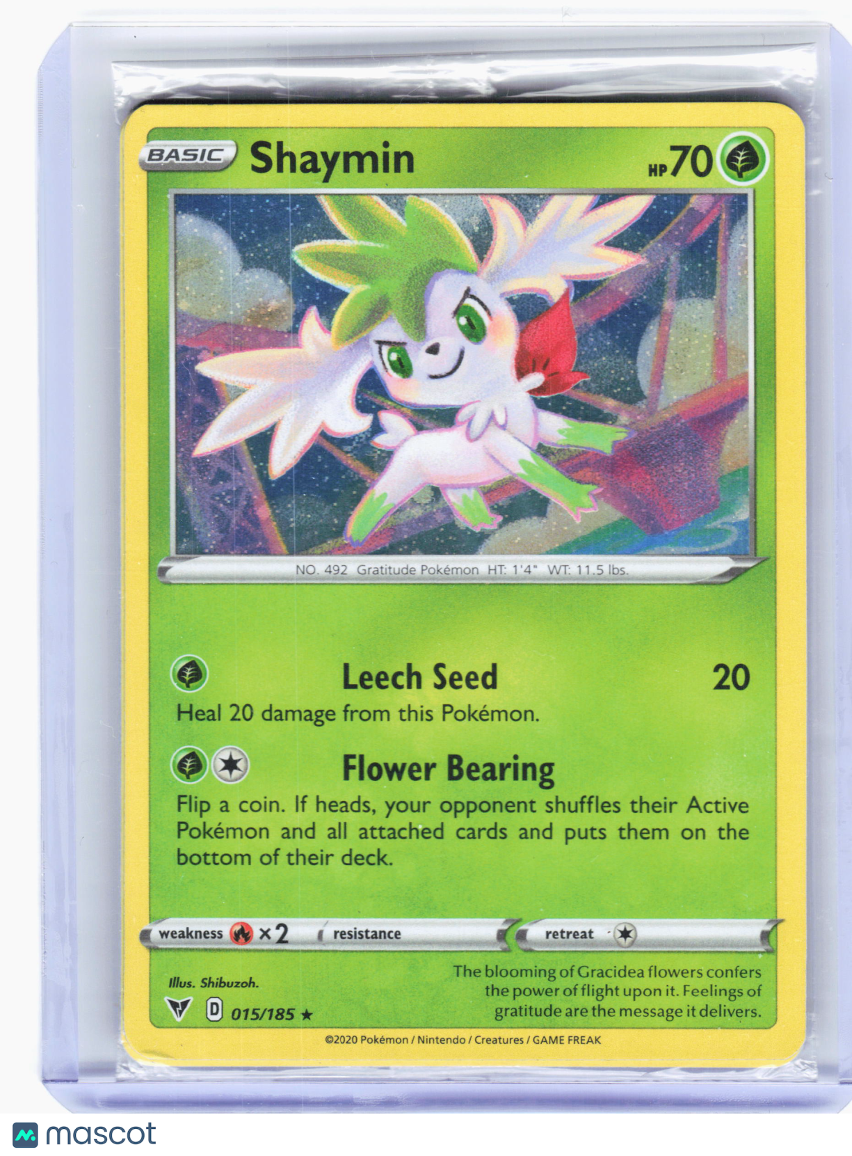 2020 Pokemon—Shaymin #15 Vivid Voltage—Holo Rare Holo (Sealed)