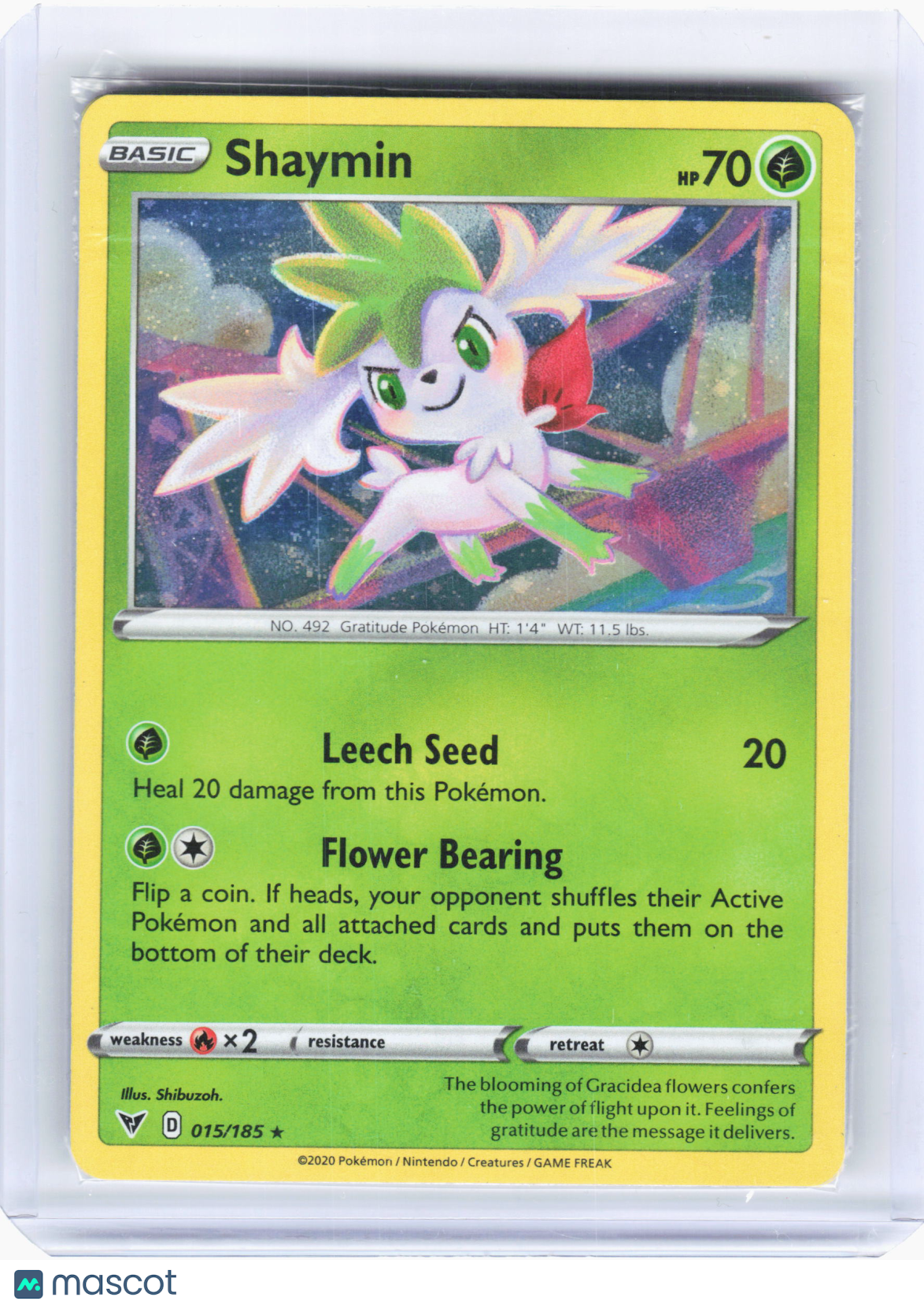 2020 Pokemon—Shaymin #15 Vivid Voltage—Holo Rare Holo (Sealed)