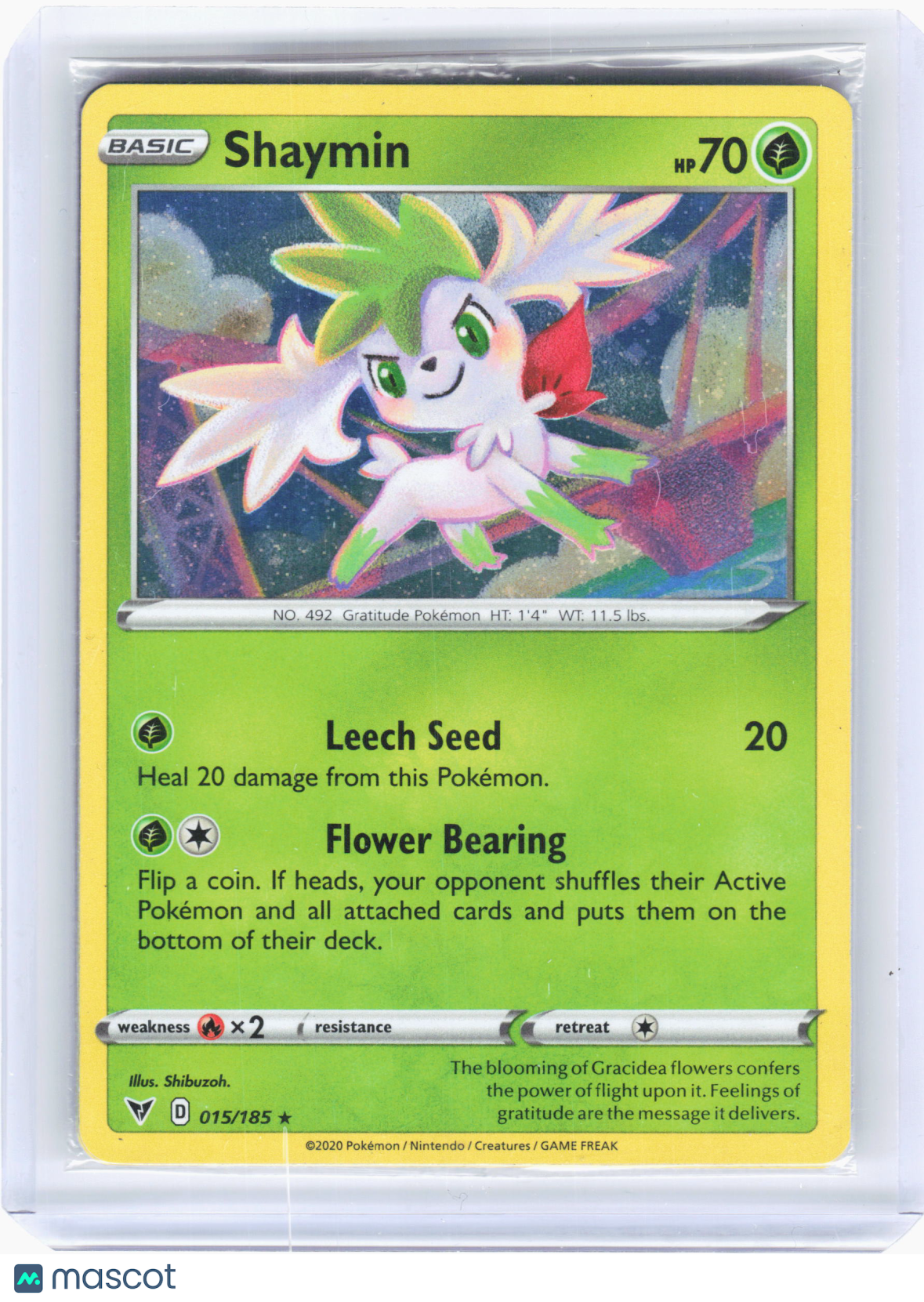 2020 Pokemon—Shaymin #15 Vivid Voltage—Holo Rare Holo (Sealed)