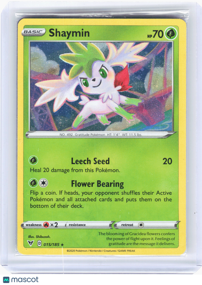 2020 Pokemon—Shaymin #15 Vivid Voltage—Holo Rare Holo (Sealed)