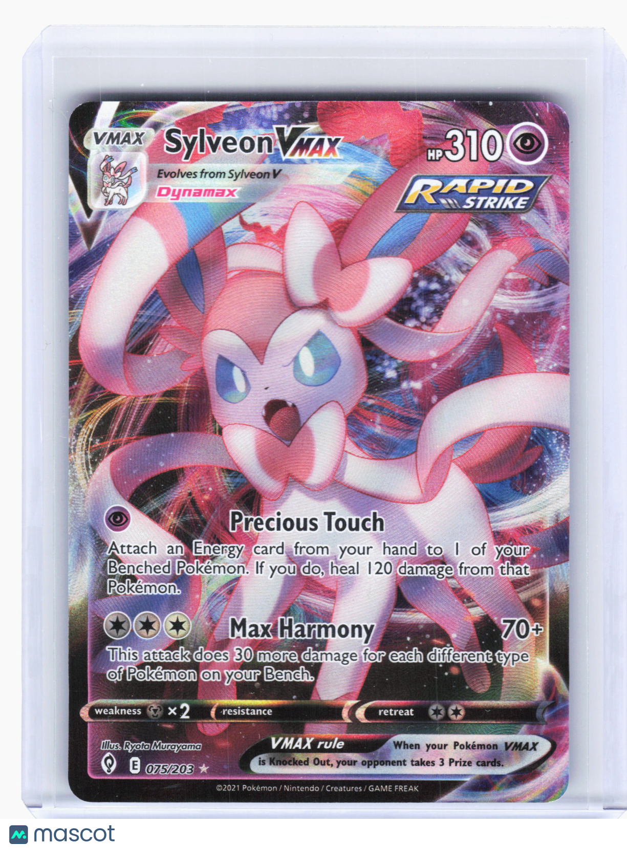 2021 Pokemon—Sylveon VMAX #75 Evolving Skies—Ultra Rare Holo [Lightly Played]