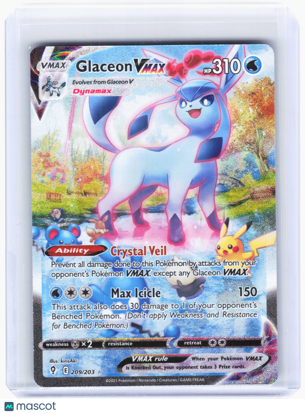 2021 Pokemon—Glaceon VMAX #209 Evolving Skies—Ultra Rare Holo [Lightly Played]