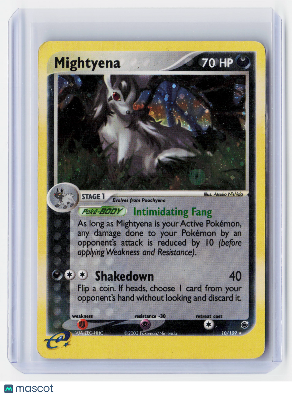 2003 Pokemon—Mightyena #10/109 EX Ruby & Sapphire—Rare Holo [Moderately Played]