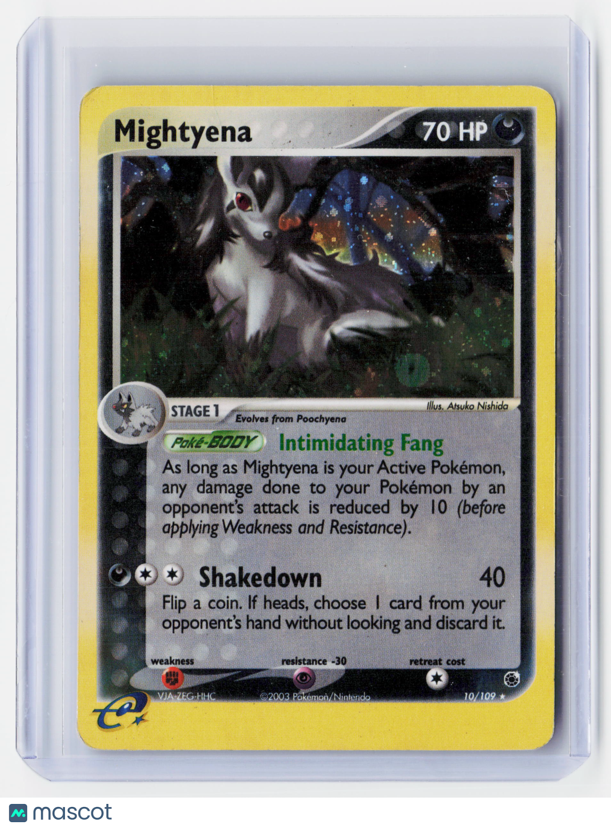 2003 Pokemon—Mightyena #10/109 EX Ruby & Sapphire—Rare Holo [Moderately Played]