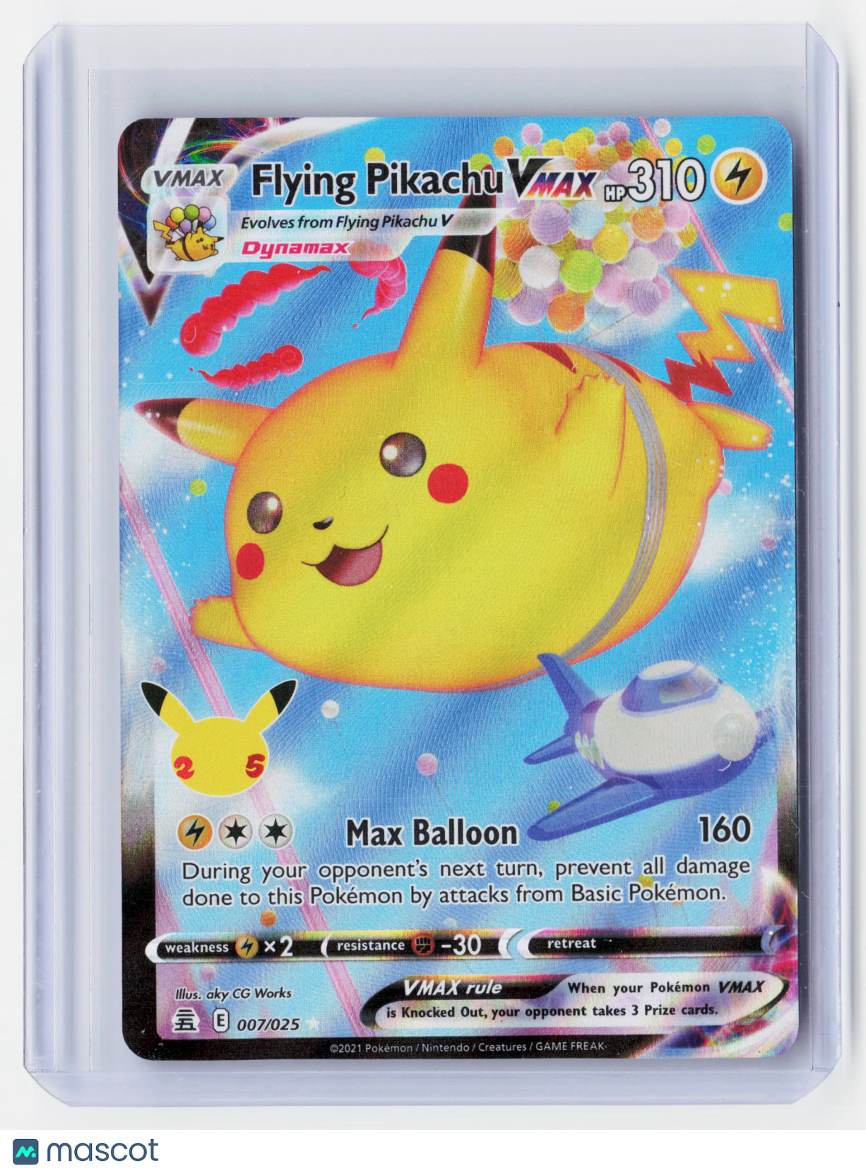 2021 Pokemon TCG—Flying Pikachu VMAX #7/25 Celebrations—Alternative Art