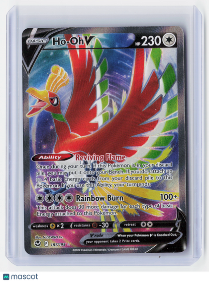 2022 Pokemon TCG—Ho-Oh V #187/195 Lost Origin—Full Art