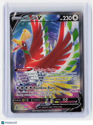 2022 Pokemon—Ho-Oh V (Full Art) #187/195 Silver Tempest—Ultra Rare Holo