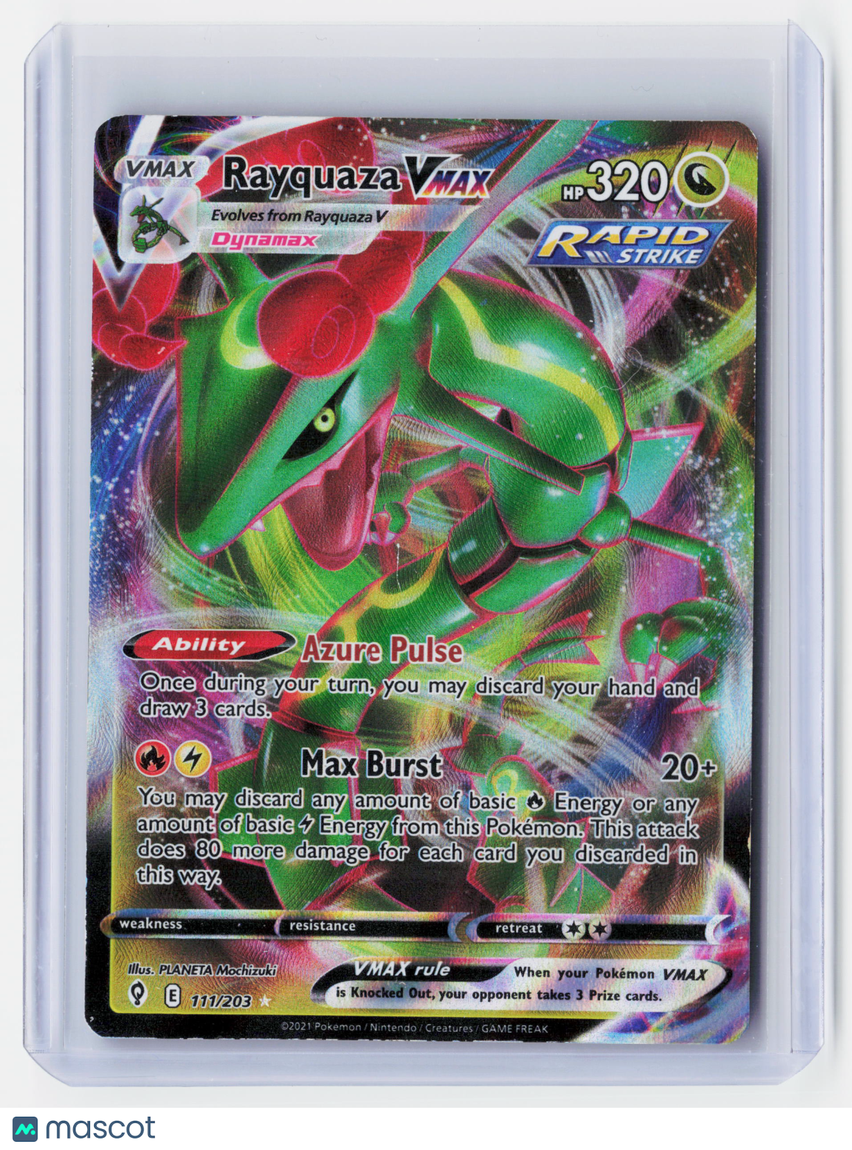 2021 Pokemon—Rayquaza VMAX #111/203 Evolving Skies—UR Holo [Lightly Played]