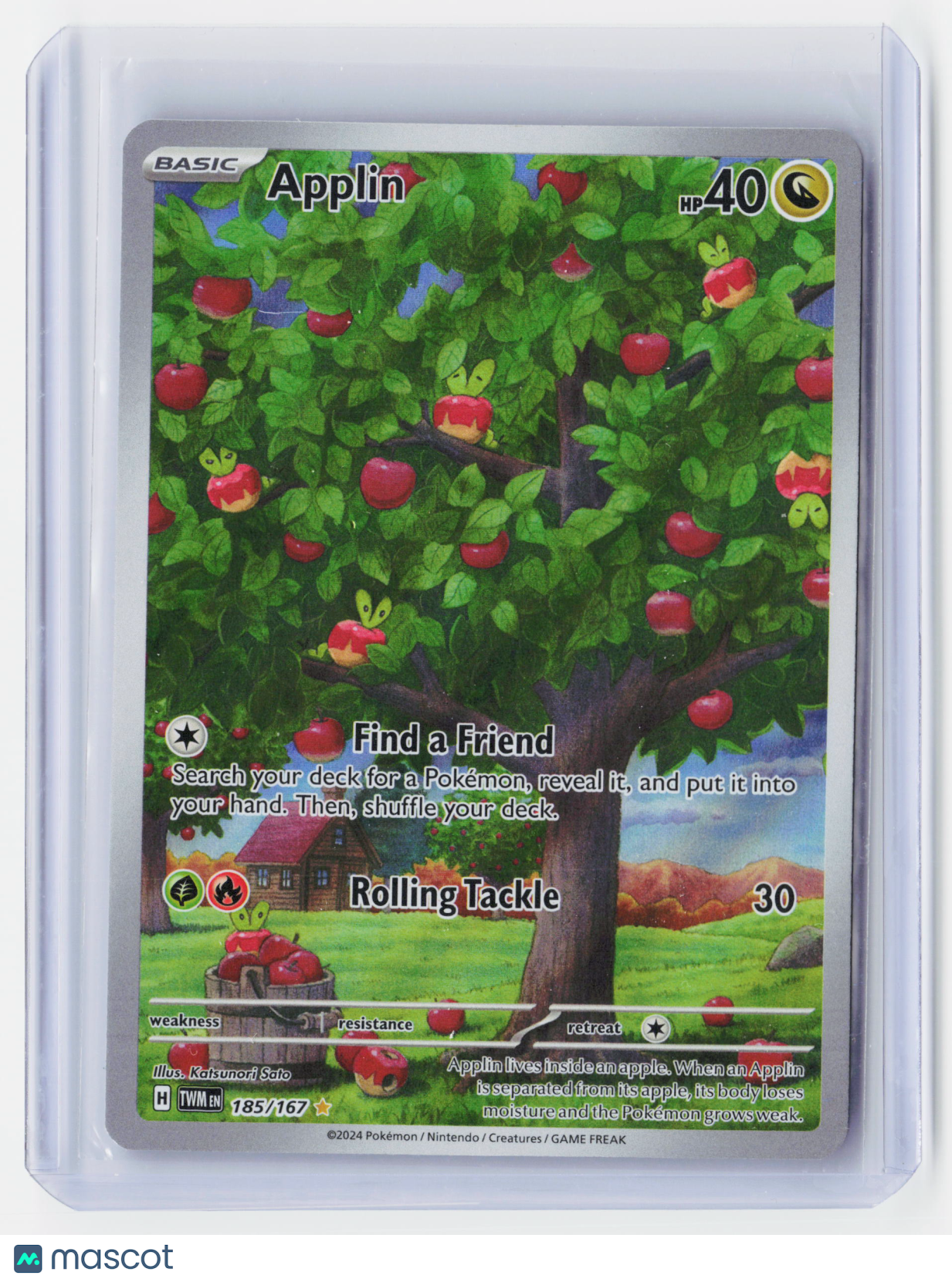 2024 Pokemon—Applin #185/167 Twilight Masquerade—Illustration Rare Foil