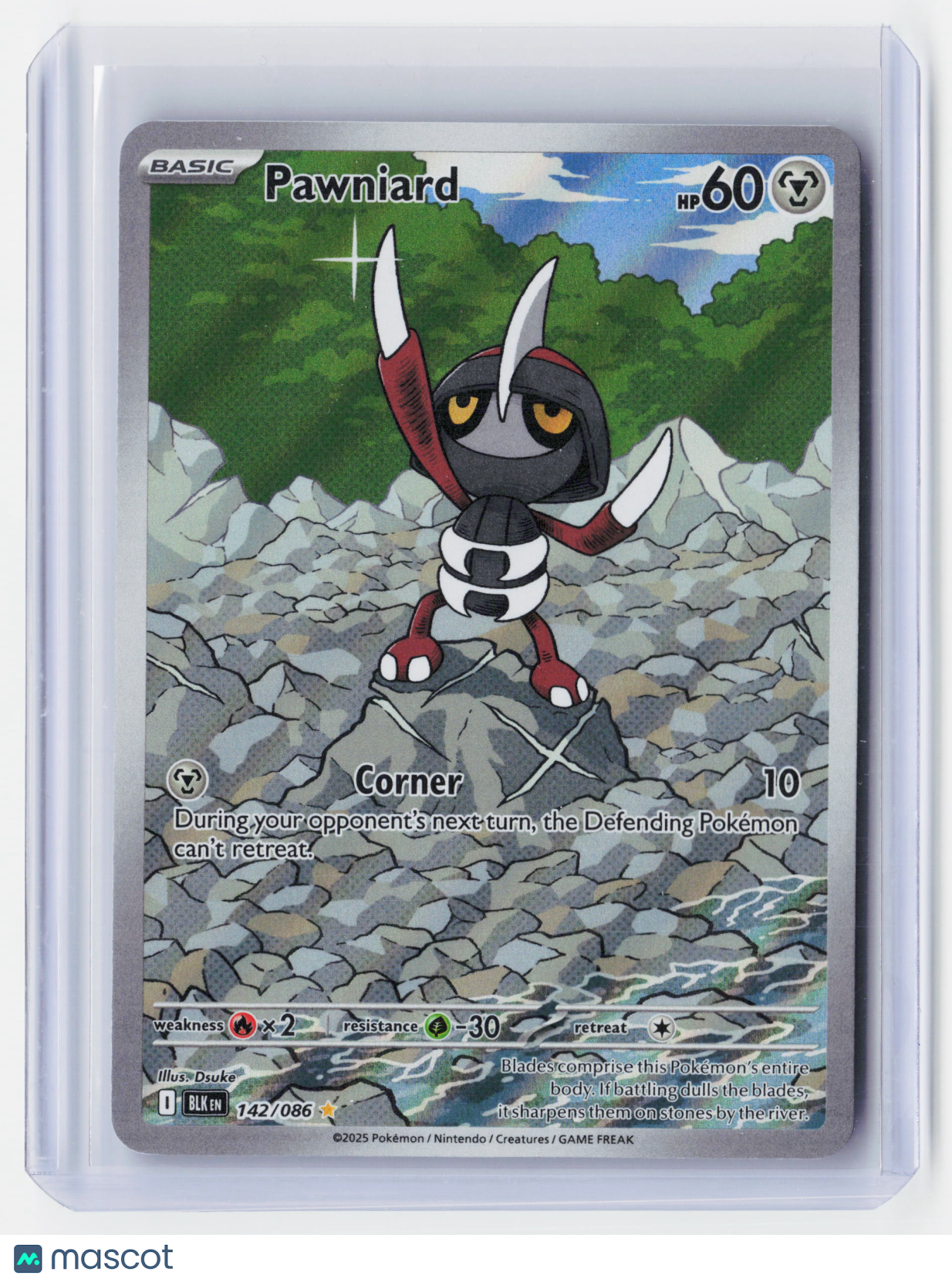 2025 Pokemon—Pawniard #142/086 Black Bolt—Illustration Rare Foil