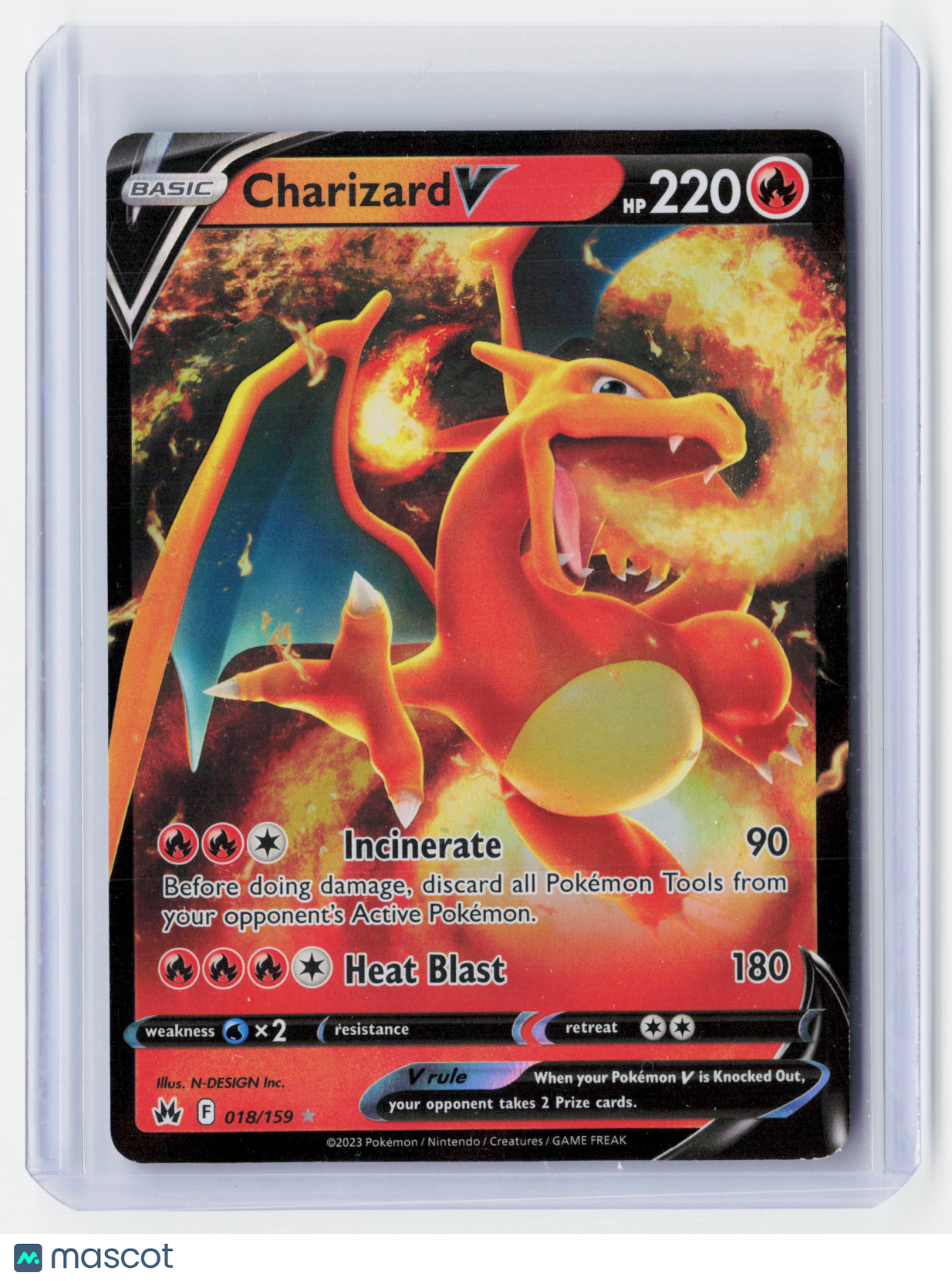 2023 Pokemon—Charizard V #018/159 Crown Zenith—Ultra Rare Foil