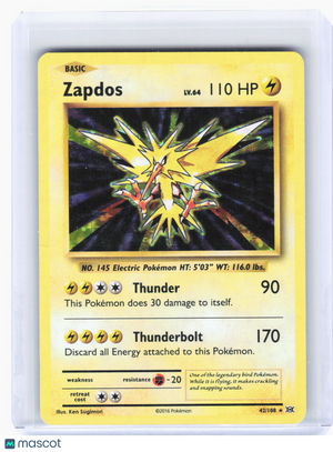 2016 Pokemon—Zapdos #42 Evolutions—Holo Rare Holo [Lightly Played]
