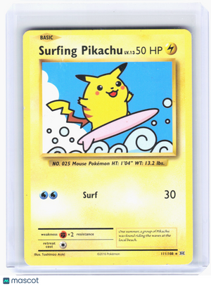 2016 Pokemon—Surfing Pikachu #111 Evolutions—Secret Rare Nonholo [Damaged]