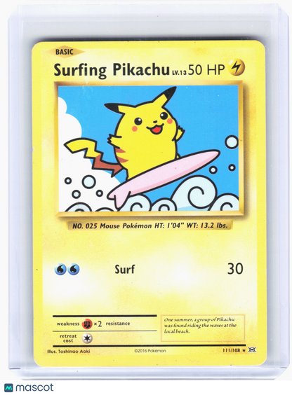 2016 Pokemon—Surfing Pikachu #111 Evolutions—Secret Rare Nonholo [Damaged]