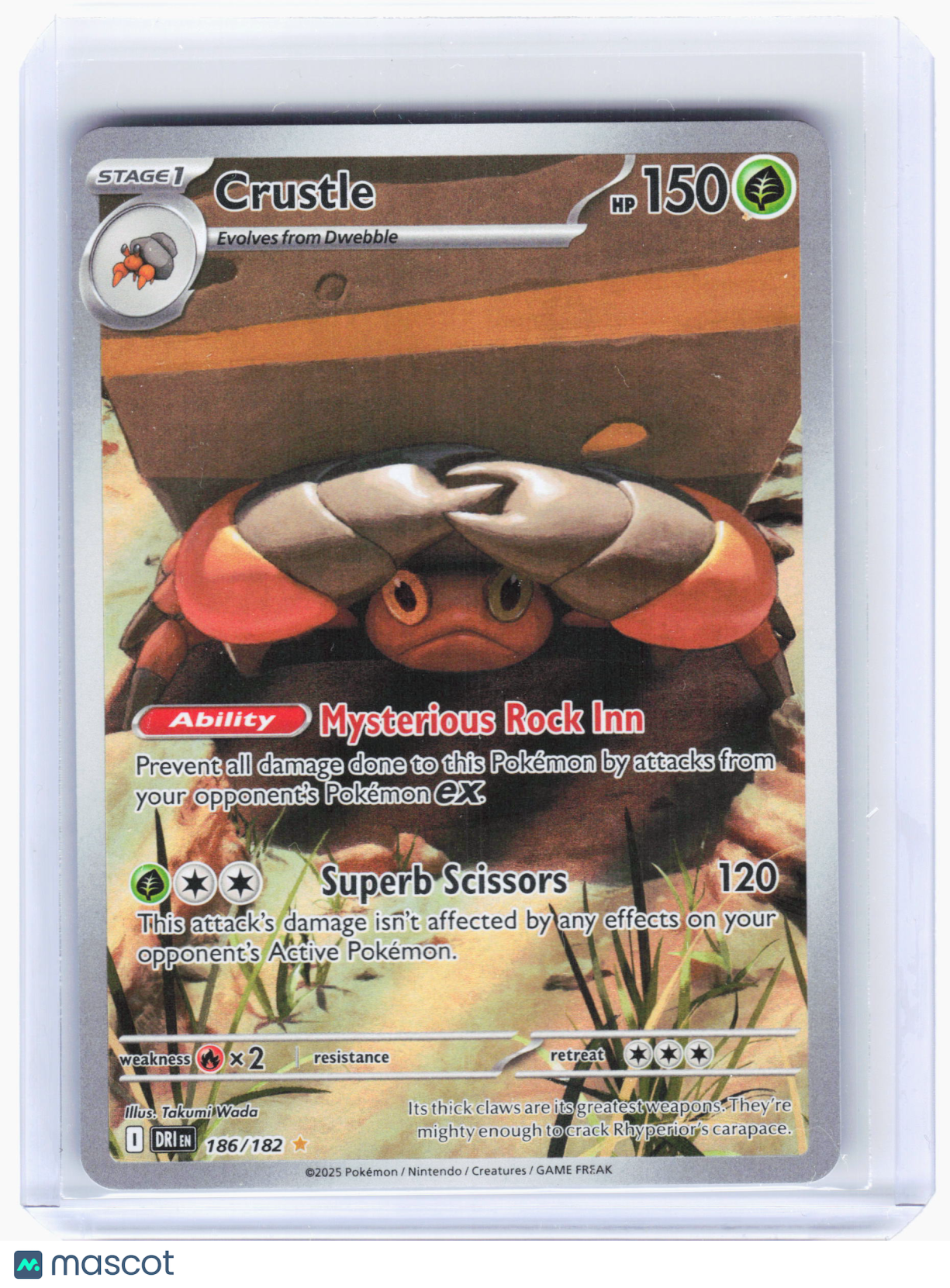 2025 Pokemon—Crustle #186 Destined Rivals—Illustration Rare Holo