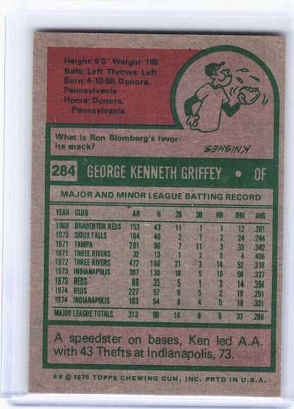 Topps 1975 Topps Baseball—Ken Griffey #284 —Very Good