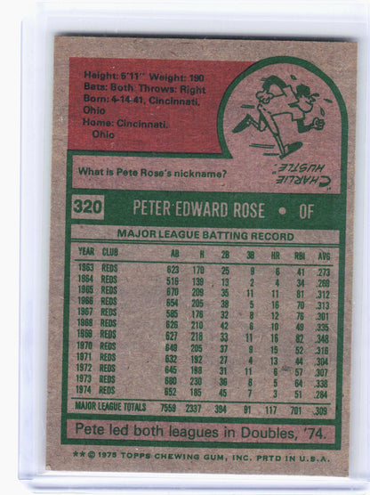 Topps 1975 Topps Baseball—Pete Rose #320 NL All Star Outfield—Very Good
