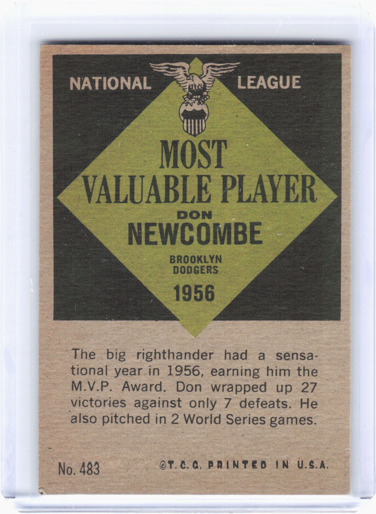 Topps 1961 Topps Baseball—Don Newcombe #483 —Very Good